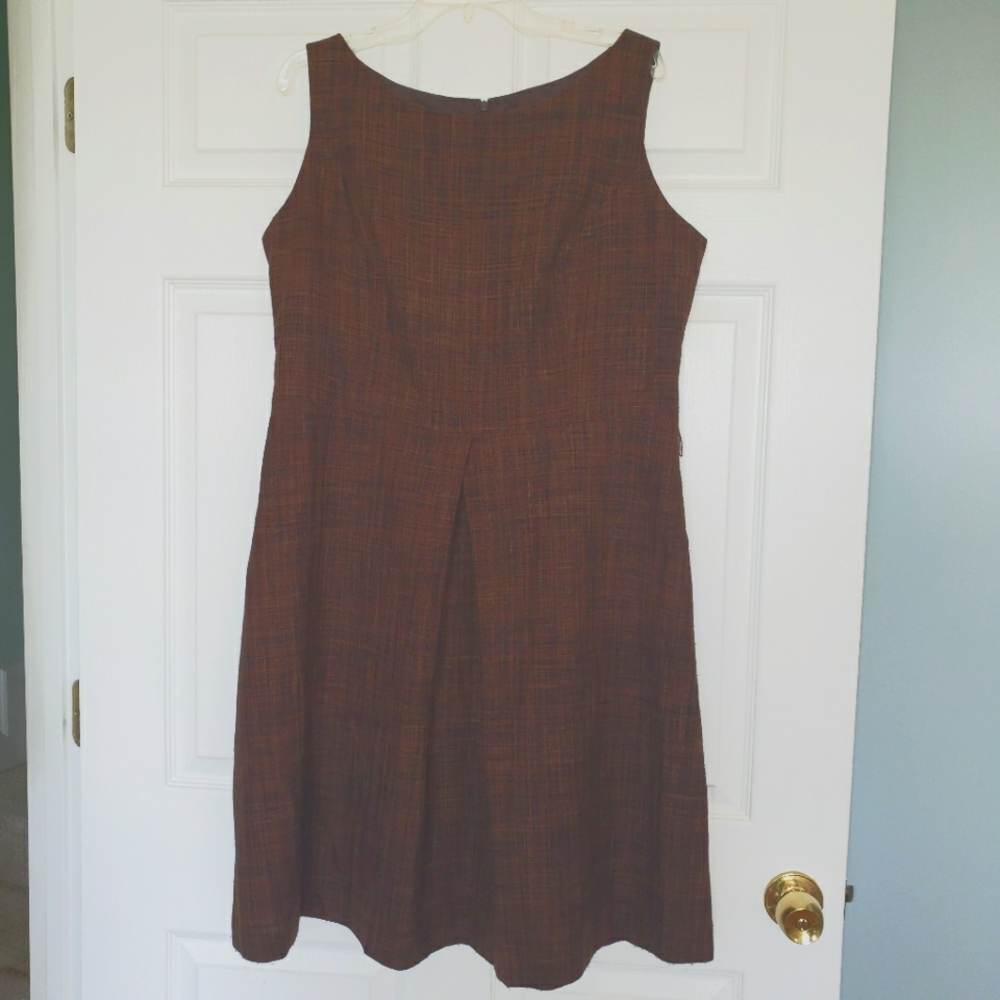 Brown Tweed Sleeveless Dress, 16